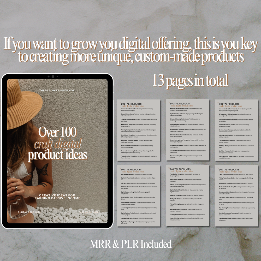 100+ Craft Digital Product Ideas with MRR